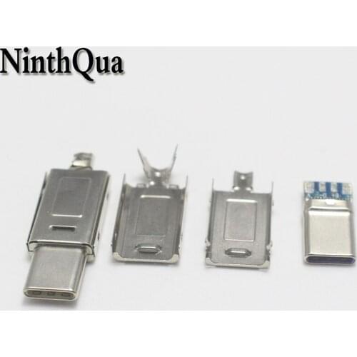 100pcs 4Pin OTG USB Type-C Nicke-plated Male Plug USBC DIY 2A/3A/5A Quick Charging Data Line Parts type C Connector for Phone