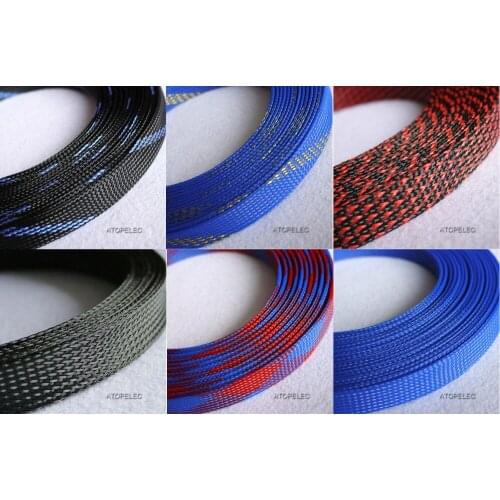 18MM Wide Braided PET Expandable Sleeving Cable Wire Sheath Selectable Color