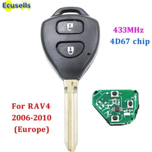 2 Buttons Remote Key fob 433MHz with 4D67 Chip Inside for Toyota RAV4 Corolla Europe 2006-2010