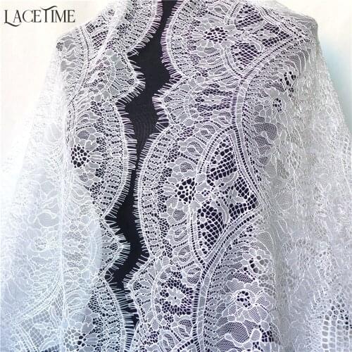 2019 New Fashion Scalloped Embroidery Bridal Gown African Tulle Lace In White 140cm*300cm DIY Handmade Fabric