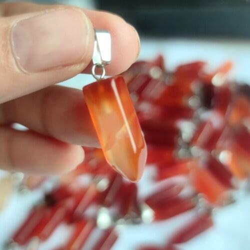 24PCS Assorted Carnelian Pendants Natural Stone Necklace Pendant Pillar Bullet Pendulum Amulet 22*8mm Bulk Wholesales