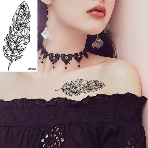 25 Designs Sexy Women Geometric Leaf Waterproof Tattoos For Kids Children Black Stickers Girls kawaii Temporary Tattoo Paper