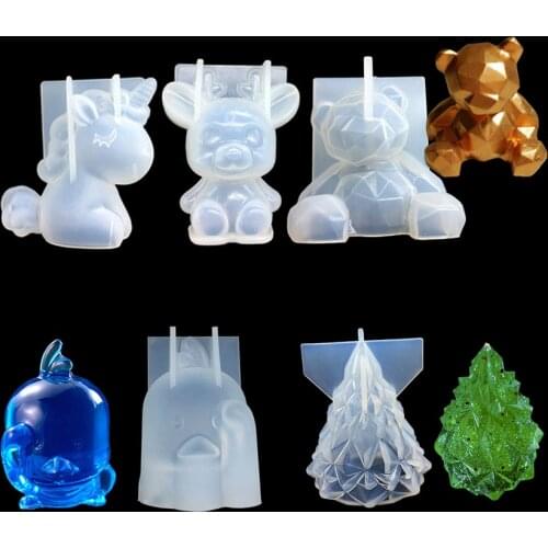 3D Bear Unicorn Duck Cat Christmas Deer Tree Silicone Mold Sugarcraft Baking Mold Fondant Cake Decorating Tools
