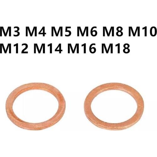 500/300/100PCS DIN7603 M3 M4 M5 M6 M8 M10 M12 M14 M16 M18 T3 Sealing Copper Washer For Boat Crush Washer Flat Seal Ring Fitting