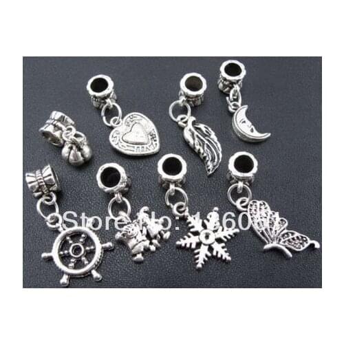9 pattern Mixed 10pcs Vintage Silver Rudder& Moon Charms Pendants For Bracelet Women Jewelry Making Beads DIY Accessories P1789