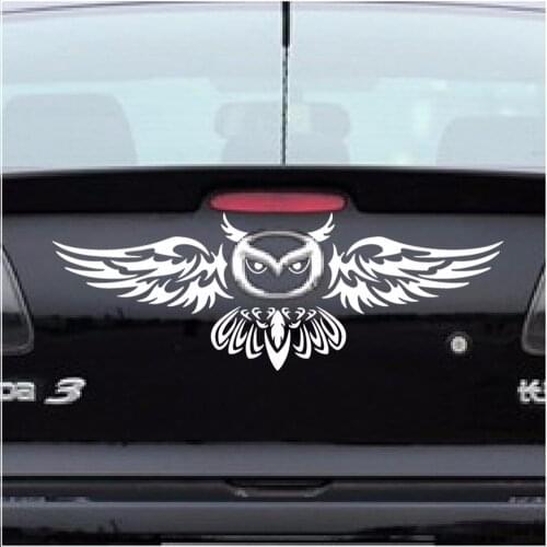 Car Rear Logo Decoration Owl Styling Funny Car Sticker Anbd Decal for Mazda 2 3 5 6 CX-3 CX-5 CX-7 MX-3 MX-5 Axela,Black/Whiter