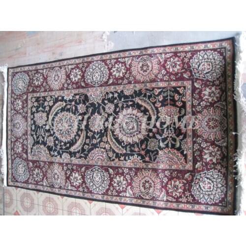 Free shipping 3'X5' 160 Line Persian carpet, Hand knotted persian rug, wool and silk, mixed dyed yarns