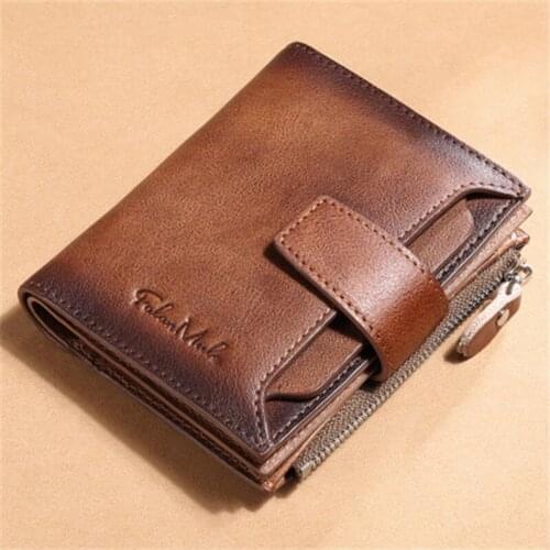 Brand Mens Wallet Genuine Leather Fashion Short Wallets Men Hasp Vintage Male Purse Coin Pouch Multi-functional Cards Wallet