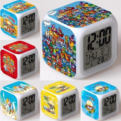 Super Zings Serie 7 Alarm Clock Superzings Children Gift LED Digital 7 Color Changing Light Night Glowing Kids Desk Clock
