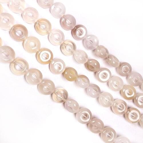 1 Strand 20Pcs 10x4mm Brown And Gray Agate Large Hole Beads For DIY Jewelry Making Accessories 15.5Inch Exquisite Gift