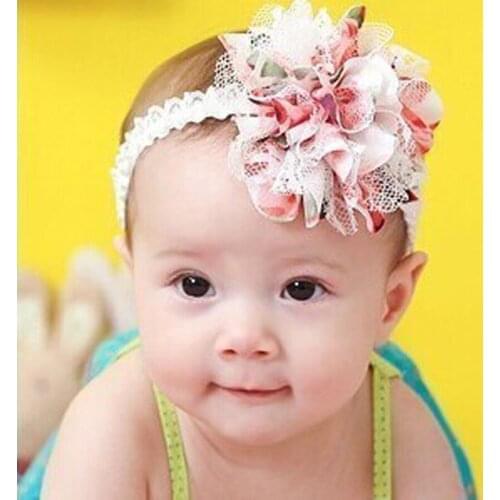 Cheap Hair Accessories Headbands Baby Girls Lace Flowers Hair Bands Products Photography Props Accessories #30 For Girls Gift