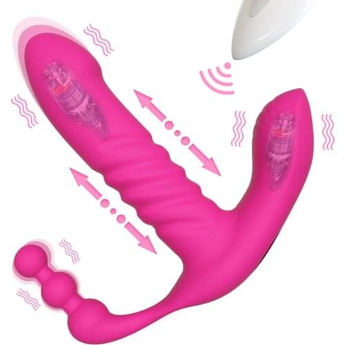 Wear Dildo Vibrator Sex Toys for Women 3 IN 1 Thrusting Vibrator for Women Orgasm Masturbator Butt Plug Anal Clitoris Stimulator