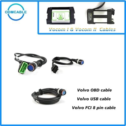 FCI 8 pin Vocom Diagnostic Cable USB Contect Cable For volvo vocom 88890300 Trucks buses excavator Diagnosis Scanner tool