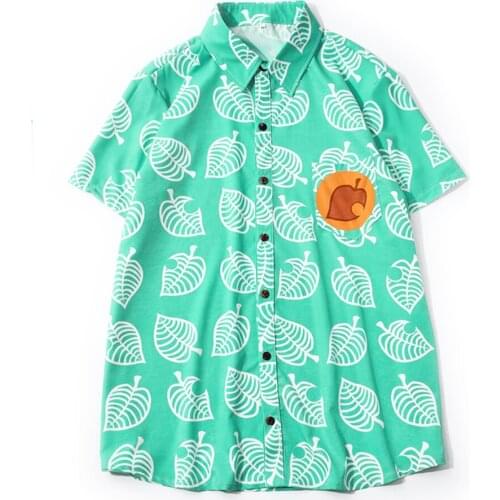 Animal Crossing T Shirt Tom Nook Cosplay Costume Short Sleeves Shirt for Kids Men Women Top Cosplay Costume Buttons Shirt