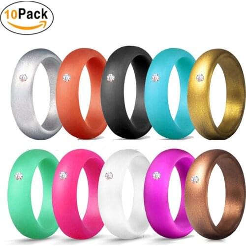 1 Set FDA Silicone Rings 5.7mm Hypoallergenic Flexible Engagement Wedding Finger Ring Band Antibacterial Rubber Ring for Women