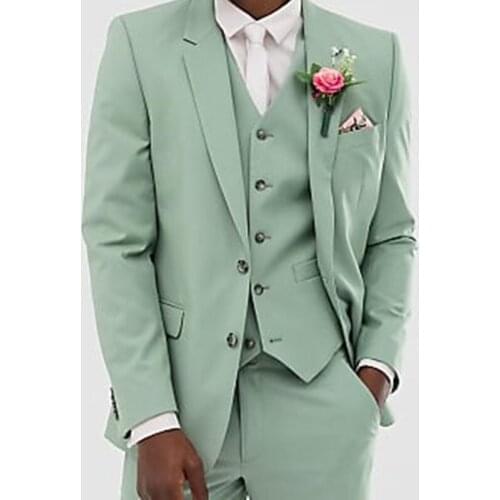 Tailor Made New Luxury High Quality Bean Green Men Suit Slim Fit Groom Tuxedo For Wedding Dress Beach Party Suits (Jacket+Pants)