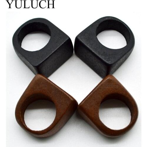 YULUCH NEW Hot Sale Trend Original Natural Wood Rings Handmade Rings for Women Fashion Jewelry Retro Black And Brown Rings