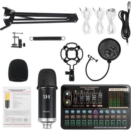 BM-900 Condenser Microphone Sound Card V10X PRO Mixer Live Broadcast Recording Set Mic Phone K Song Computer Karaoke Sing