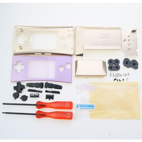 GameBoy Micro GBM Console Front Back Cover W L R A B D-Pad Full Set Button Screw Tool