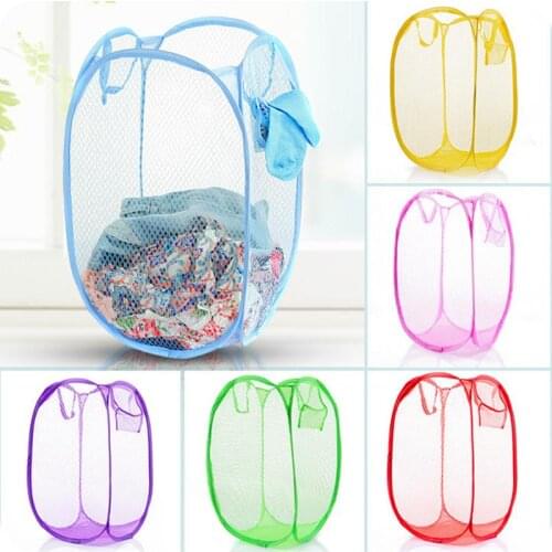 Storage Baskets Laundry Clothes Laundry Basket Bag Foldable Pop Up Easy Open Mesh Laundry Clothes Hamper Basket for College Dorm