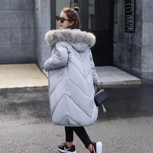 Heavy Down Cotton Suit-dress Long Fund Overknee Thickening Code Cotton-padded Clothes Cotton-padded Jacket Loose Coat Free Of