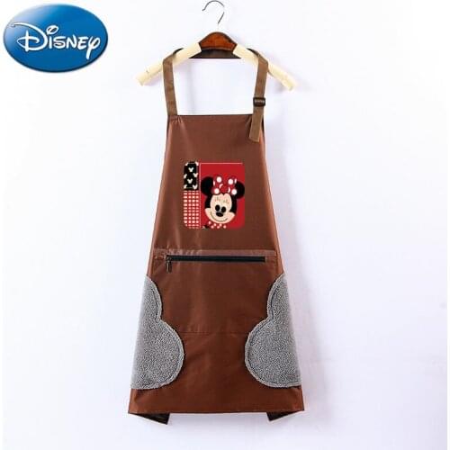 Disney Cute Apron Kitchen Waterproof and Oil-proof Net Red Zipper Pocket To Wipe Hand Work for Men and Women