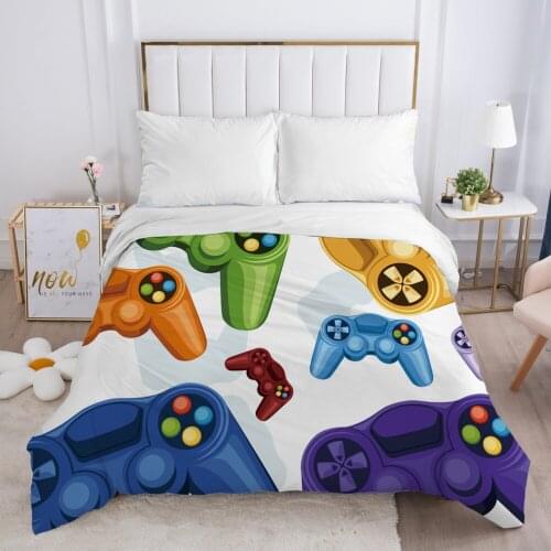 Cartoon Gamepad Childrens Duvet cover Quilt/Blanket/Comfortable Case Bedding for kids baby girls Single for Home white