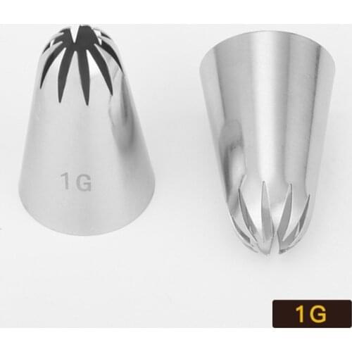 #1G 10 teeth Large Size Cake Cream Piping Nozzles Decoration Stainless Steel Icing Tips Cupcake Pastry Tools