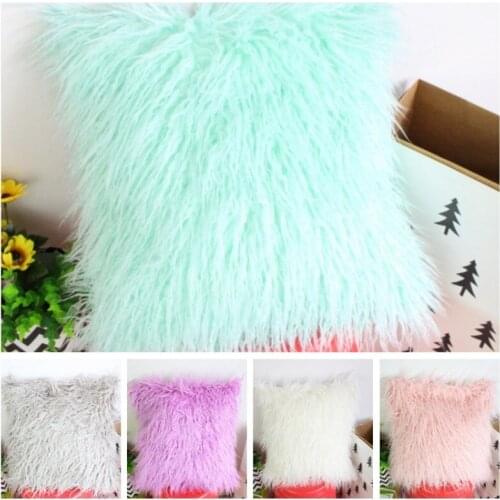 45x45CM Solid Soft Plush Faux Fur Throw Pillow Cases Fluffy Velvet Shaggy Decorative Bedding Pillow Cover Bed Sofa Pad