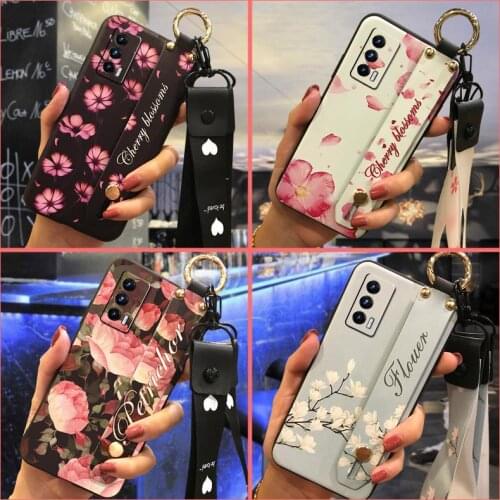 Wrist Strap Original Phone Case For VIVO IQOO NEO5 Soft Case Anti-knock Lanyard Durable Shockproof