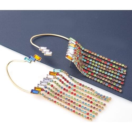 Pauli Manfi 2021 Fashion Metal Rhinestone Tassel Earrings Womens Creative Popular Dangle Earrings Party Accessories