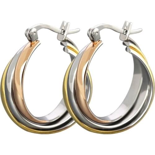 Hot Selling Rose Gold Color Titanium Hoop Earrings for Women Hypoallergenic Earrings Female Fashion Jewelry