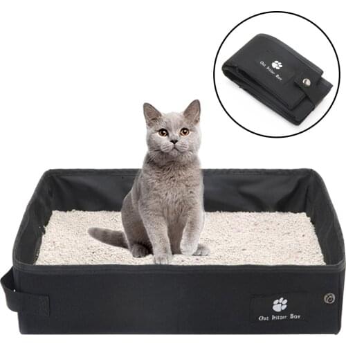 Collapsible Litter Box Foldable Portable Splash-Proof Pet Cat Litter Pan Oxford Cloth Cat Litter Box For Traveling Car Outdoor