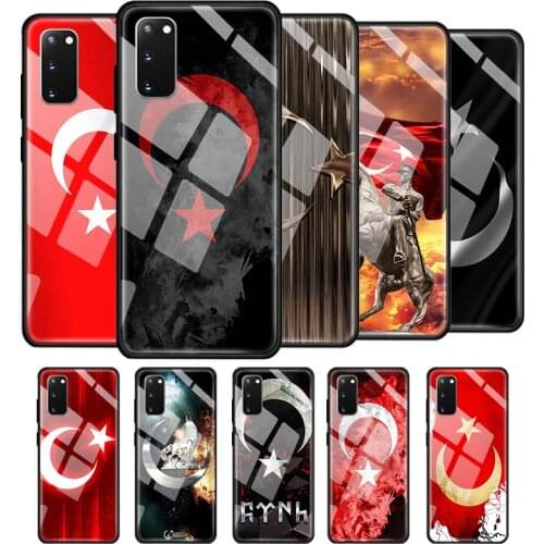 Glass Case For Samsung Galaxy S20 FE S10 Plus S21 Ultra S10e Note 20 10 Lite S9 S8 9 Phone Cover Funda Republic Of Turkey Flag
