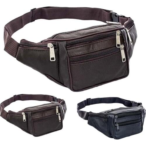 Fanny Pack For men Waterproof Waist Bags Fashion Men Multi Pockets Zipper Faux Leather Waist Bag Fanny Pack Storage Pouch