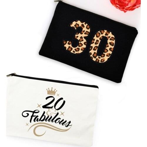 Thirty & Fabulous Birthday Makeup Bag 20th 30th 40th 50th 60th Personalised Cosmetic Bag for Women Custom Age Birthday Gifts