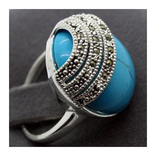 Unsex 20*20mm BLUE turquoise 925 SILVER BALI HANDCRAFTED RING SIZE 7/8/9/10