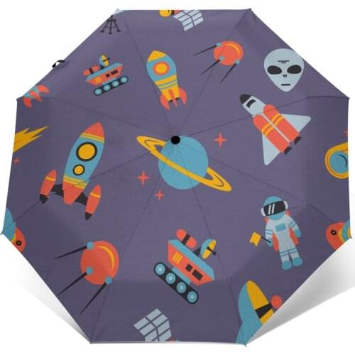 Cartoon Space Windproof Automatic Folding Inverted Umbrella Portable Paraguas for Man Woman