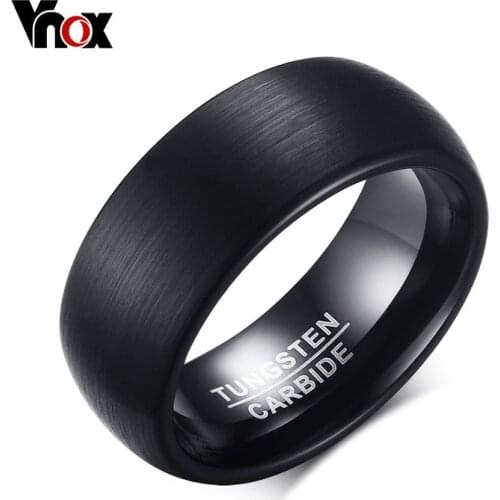 Vnox 8mm Tungsten Carbide Wedding Band Ring for Men Black Color Not Ccratch