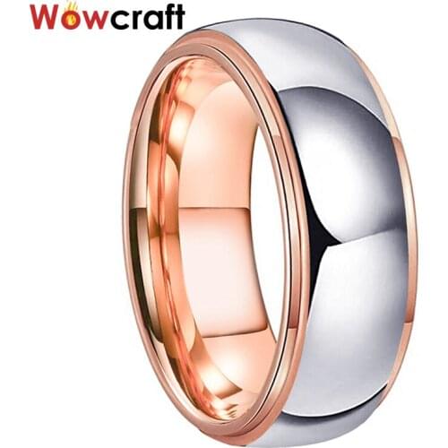 Tungsten Mens 8mm Womens 6mm Wedding Bands Domed Polished Shiny Engagement Ring Gift For Couple Stpped Edges Comfort Fit