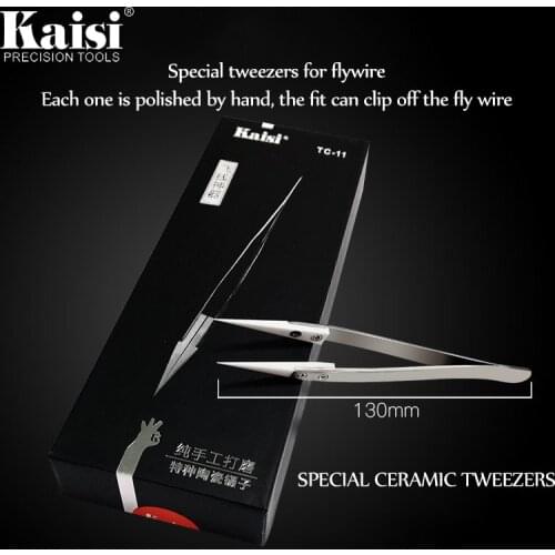 Kaisi High-Class Stainless Steel Precision Ceramics Head Tip Straight Tweezers for Mobile Phone Repair Tool
