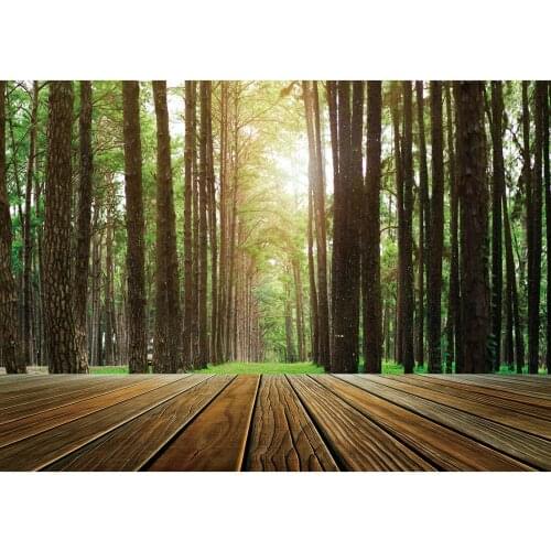 Green Tree Park Wood Floor Photo Studio Backdrops Vinyl Photography Backgrounds for Children Baby Party Portrait Photophone