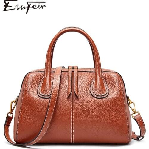 100% Genuine Leather Women Handbag Soft Real Leather Female Shoulder Bag Boston Fashion Luxury Crossbody Bags for Women 2019