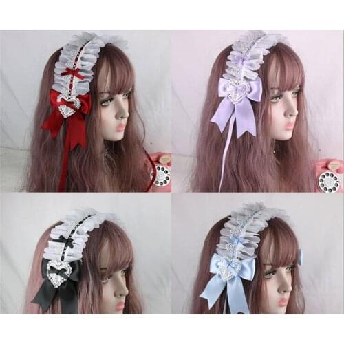 Vintage Lolita Girl Headband Lace Bowknot Headwear Cosplay Princess Hair band Hairpin Hair Accessories B1052
