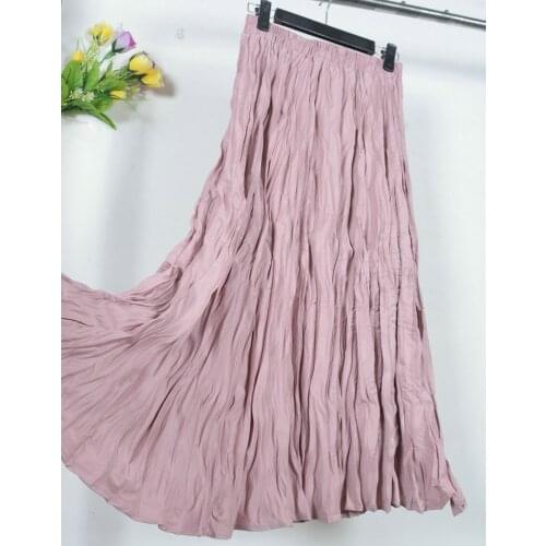 2020 Chic Stretch High Waist Fold Design Long White Skirts Boho Women Spring Skirt Faldas Jupe Femme Saia