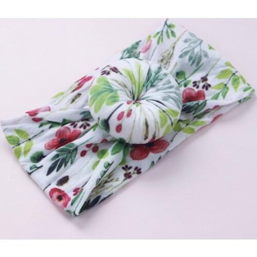 1pcs Round Knot Full Prints Patterned Bows Nylon Headbands,One Size Fit Most Baby Girls Wide Turban Headwraps Nylon Hairbands