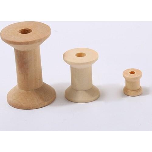 10pcs Wooden Bobbins Spools Reels Empty Wooden Bobbins Organizer For Sewing Ribbons Twine Wood Crafts Tools Thread Wire Tools