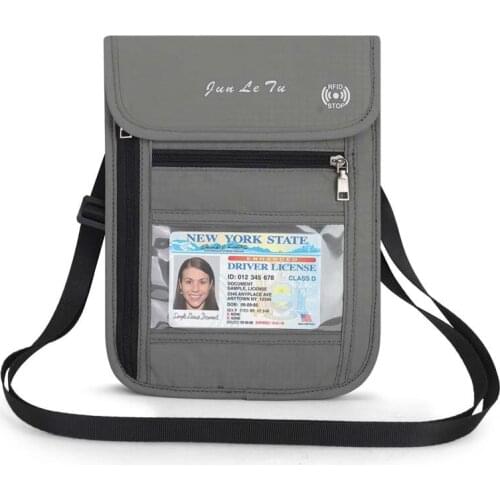 15PCS / LOT Unisex RFID Blocking Money Pouch Travel Passport ID Card Phone Holder Neck Wallet Bag passport holder