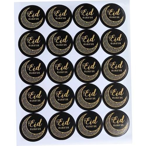20 Pcs Eid Mubarak Round Festival Stickers Label Decor Paper Seal Gift Stamp