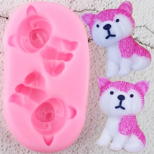3D Cute Dogs Husky Silicone Molds Soap Resin Clay Mold DIY Party Fondant Cake Decorating Tools Candy Chocolate Gumpaste Moulds